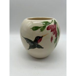 Emerson Pottery Hummingbird Vase Jar Hand Painted Light Crazing